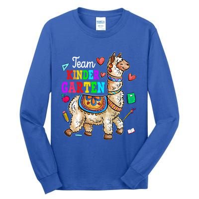 Funny Back To School Llama Team Kindergarten First Day Cute Gift Tall Long Sleeve T-Shirt