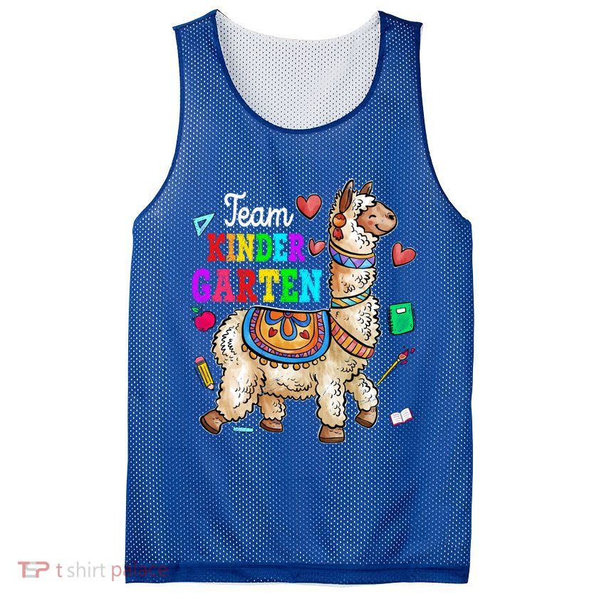 Funny Back To School Llama Team Kindergarten First Day Cute Gift Mesh Reversible Basketball Jersey Tank