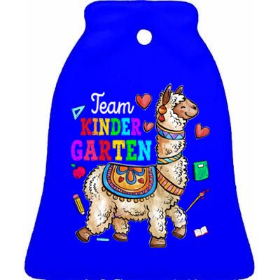 Funny Back To School Llama Team Kindergarten First Day Cute Gift Ceramic Bell Ornament