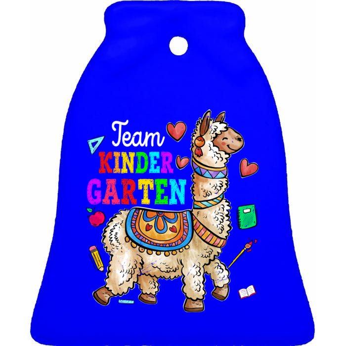 Funny Back To School Llama Team Kindergarten First Day Cute Gift Ceramic Bell Ornament