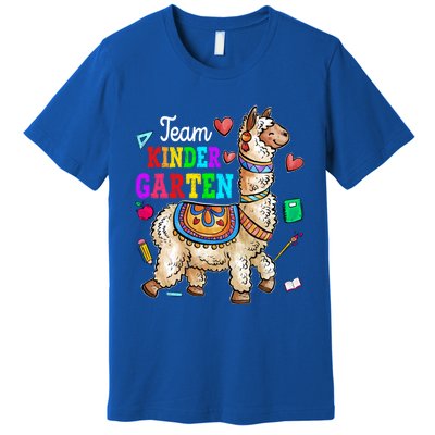 Funny Back To School Llama Team Kindergarten First Day Cute Gift Premium T-Shirt