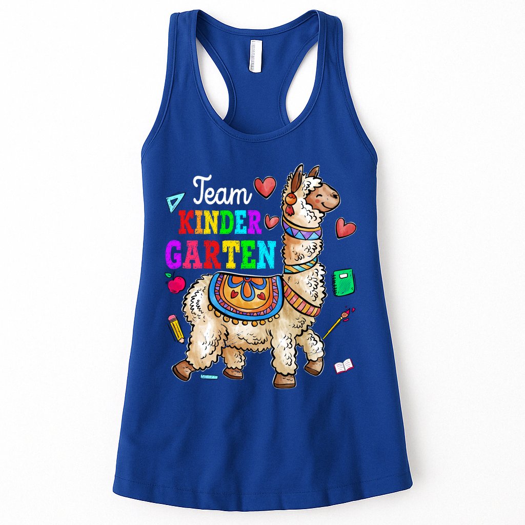 Funny Back To School Llama Team Kindergarten First Day Cute Gift Womens Tank Top