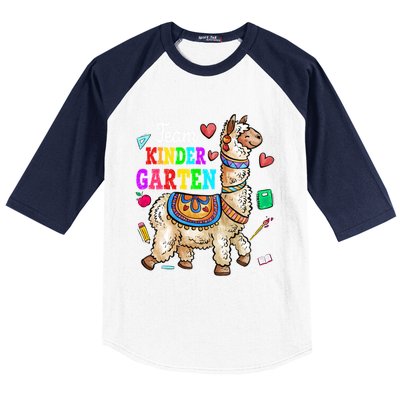 Funny Back To School Llama Team Kindergarten First Day Cute Gift Baseball Sleeve Shirt