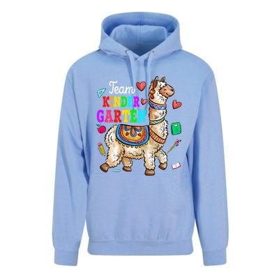 Funny Back To School Llama Team Kindergarten First Day Cute Gift Unisex Surf Hoodie