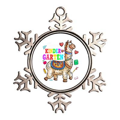 Funny Back To School Llama Team Kindergarten First Day Cute Gift Metallic Star Ornament