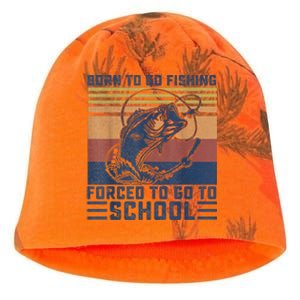 Funny Born To Fishing Forced To Go To School Meme Fishing Fisherman Fish Trout Kati - Camo Knit Beanie