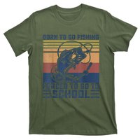 Funny Born To Fishing Forced To Go To School Meme Fishing Fisherman Fish Trout T-Shirt