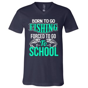 Funny Born To Go Fishing Bass Fish Fisherman Boy V-Neck T-Shirt