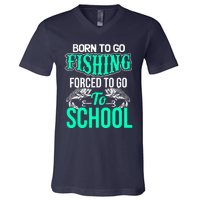 Funny Born To Go Fishing Bass Fish Fisherman Boy V-Neck T-Shirt