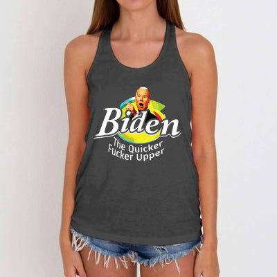 Funny Biden The Quicker Fer Upper Women Women's Knotted Racerback Tank