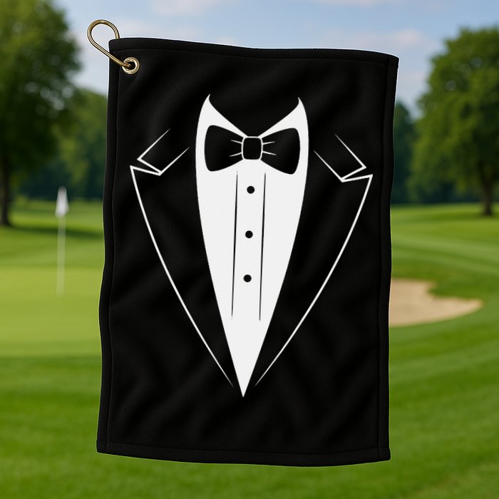 Funny Bow Tie Tuxedo Costume Formal Party For Man Golf Towel