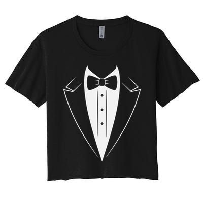 Funny Bow Tie Tuxedo Costume Formal Party For Man Women's Crop Top Tee