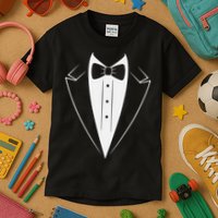 Funny Bow Tie Tuxedo Costume Formal Party For Man Kids T-Shirt