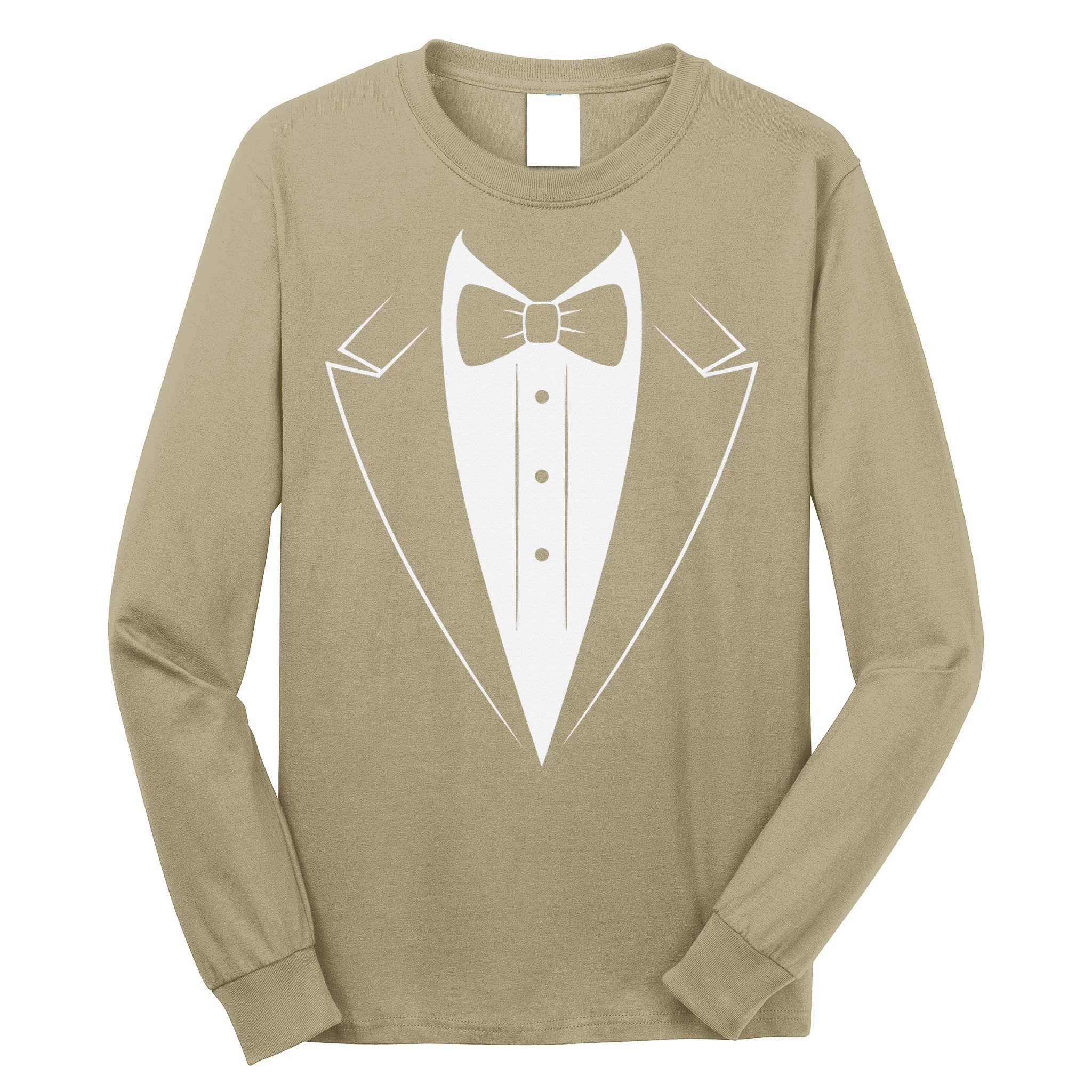 Funny Bow Tie Tuxedo Costume Formal Party For Man Long Sleeve Shirt