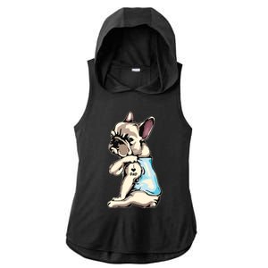 French Bulldog Tattoos I Love Dad Sitting Gift Fathers Day Ladies PosiCharge Tri-Blend Wicking Draft Hoodie Tank