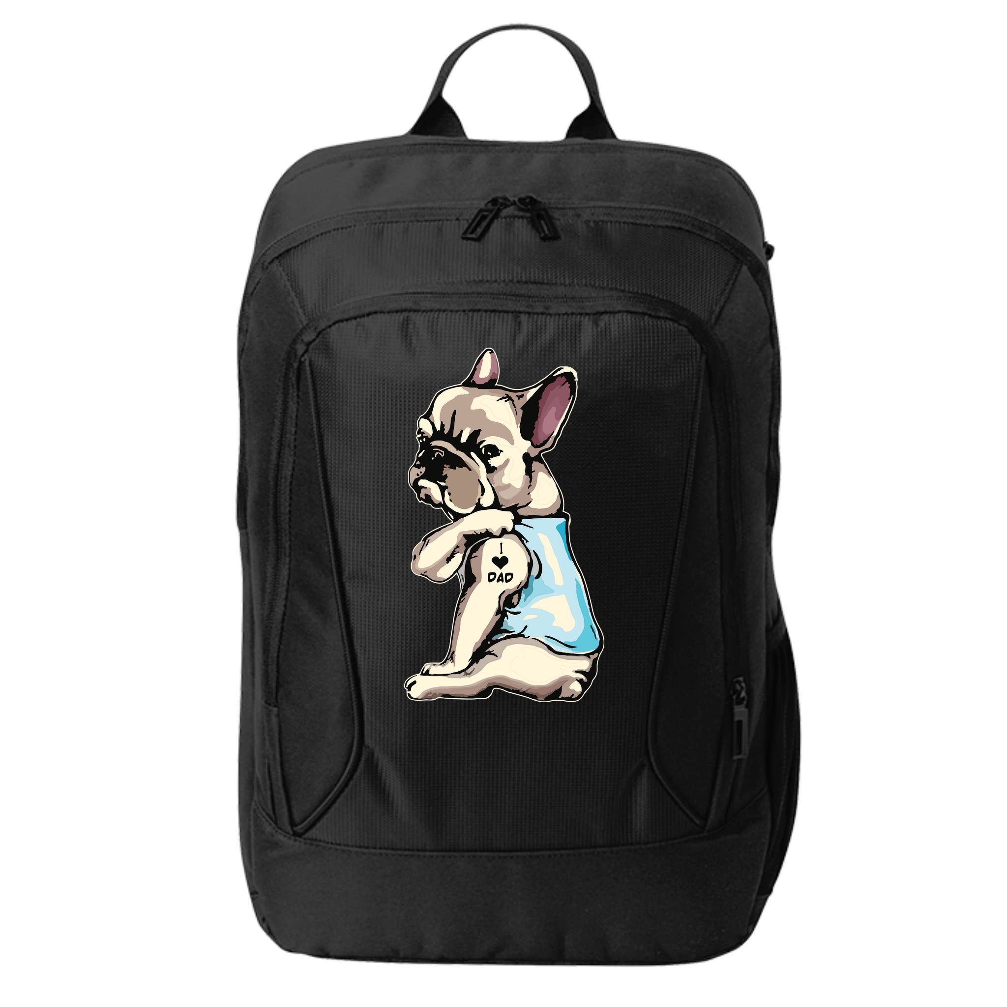 French Bulldog Tattoos I Love Dad Sitting Gift Fathers Day City Backpack