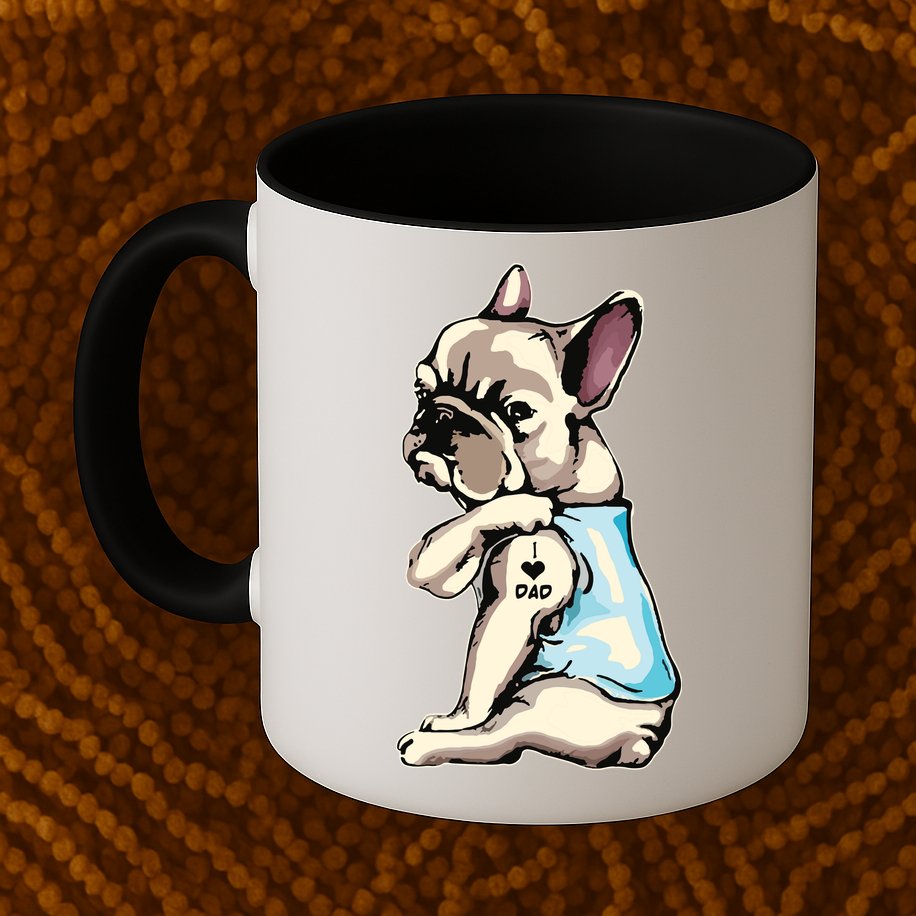 French Bulldog Tattoos I Love Dad Sitting Gift Fathers Day Mug
