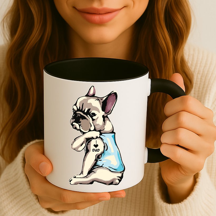 French Bulldog Tattoos I Love Dad Sitting Gift Fathers Day Mug