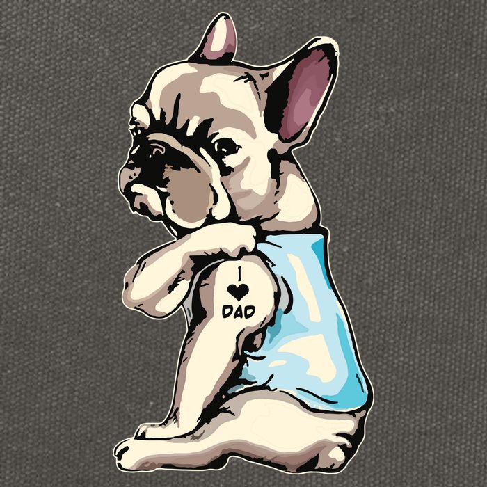 French Bulldog Tattoos I Love Dad Sitting Gift Fathers Day Cotton Canvas Backpack