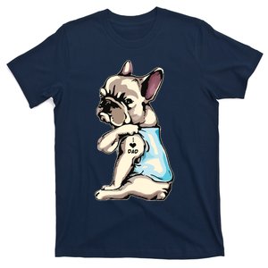 French Bulldog Tattoos I Love Dad Sitting Gift Fathers Day T-Shirt