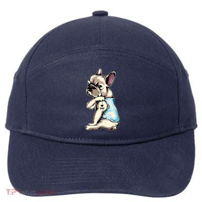 French Bulldog Tattoos I Love Dad Sitting Gift Fathers Day 7-Panel Snapback Hat