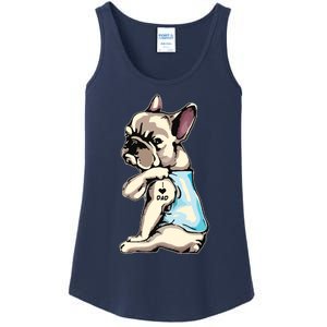 French Bulldog Tattoos I Love Dad Sitting Gift Fathers Day Ladies Essential Tank