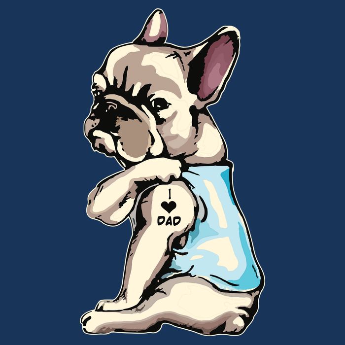 French Bulldog Tattoos I Love Dad Sitting Gift Fathers Day Flat Bill Trucker Hat