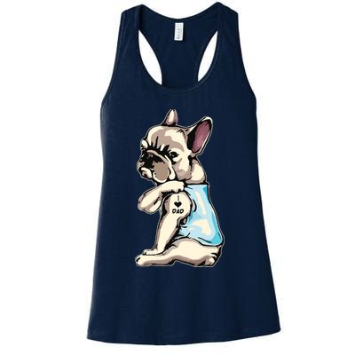 French Bulldog Tattoos I Love Dad Sitting Gift Fathers Day Womens Tank Top