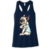 French Bulldog Tattoos I Love Dad Sitting Gift Fathers Day Women's Racerback Tank