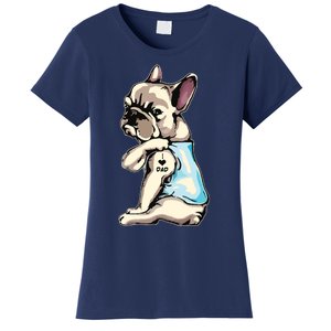 French Bulldog Tattoos I Love Dad Sitting Gift Fathers Day Women's T-Shirt