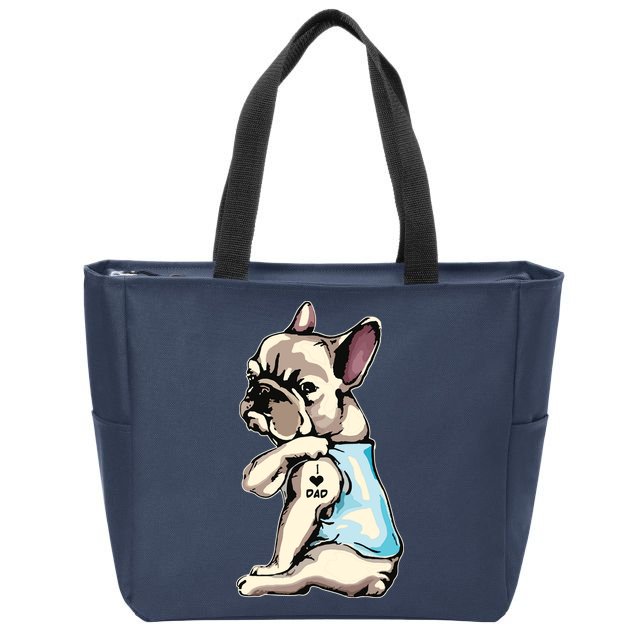 French Bulldog Tattoos I Love Dad Sitting Gift Fathers Day Zip Tote Bag