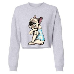 French Bulldog Tattoos I Love Dad Sitting Gift Fathers Day Cropped Pullover Crew