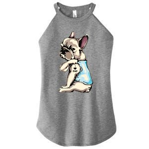 French Bulldog Tattoos I Love Dad Sitting Gift Fathers Day Women's Perfect Tri Rocker Tank