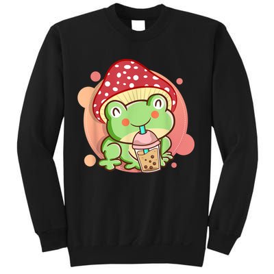 Frog Boba Tea Bubble Mushroom Hat Cottagecore Aesthetic Frog Sweatshirt
