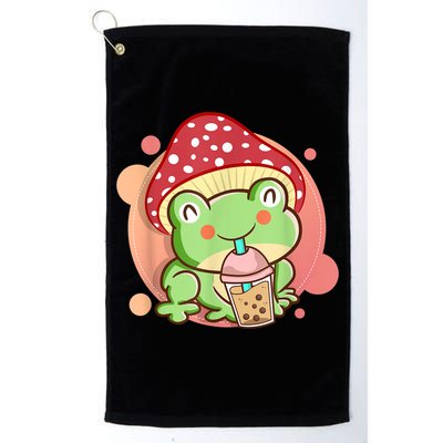Frog Boba Tea Bubble Mushroom Hat Cottagecore Aesthetic Frog Golf Towel