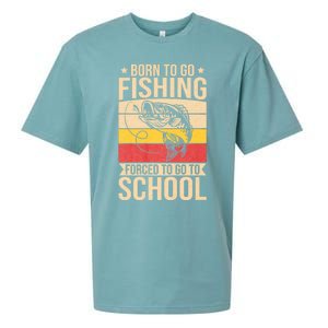 Fishing Born To Go Fishing Forced To Go To School Sueded Cloud Jersey T-Shirt