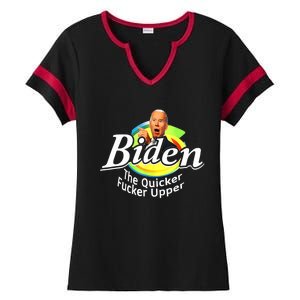 Funny Biden The Quicker Fer Upper Ladies Halftime Notch Neck Tee