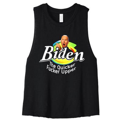 Funny Biden The Quicker Fer Upper Women's Racerback Cropped Tank