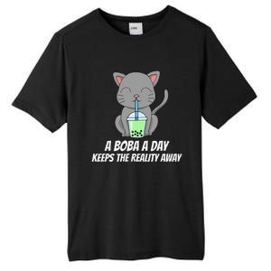 Funny Bubble Tea Cute Tee Cat Drinking Milk Tea Tall Fusion ChromaSoft Performance T-Shirt