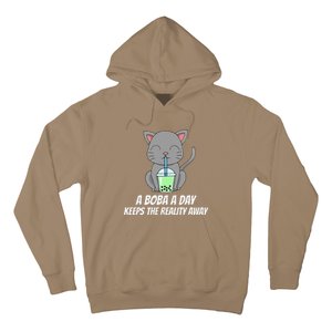 Funny Bubble Tea Cute Tee Cat Drinking Milk Tea Hoodie