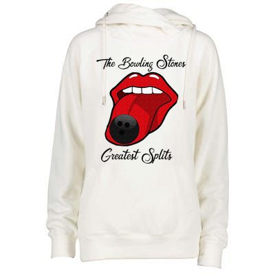 Funny Bowling The Bowling Stones Design Womens Funnel Neck Pullover Hood