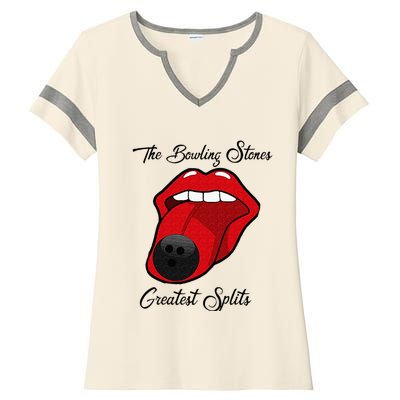 Funny Bowling The Bowling Stones Design Ladies Halftime Notch Neck Tee