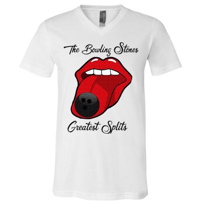 Funny Bowling The Bowling Stones Design V-Neck T-Shirt