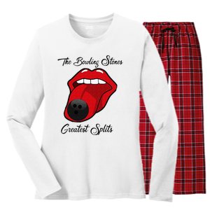 Funny Bowling The Bowling Stones Design Women's Long Sleeve Flannel Pajama Set 