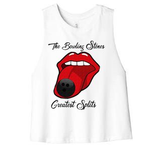 Funny Bowling The Bowling Stones Design Women's Racerback Cropped Tank