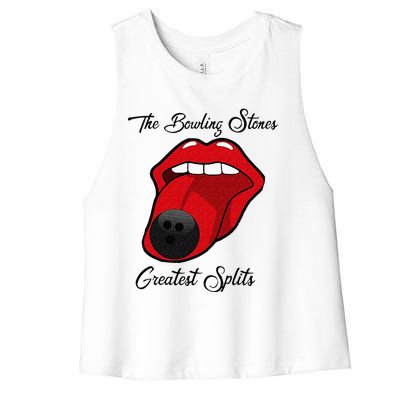 Funny Bowling The Bowling Stones Design Women's Racerback Cropped Tank