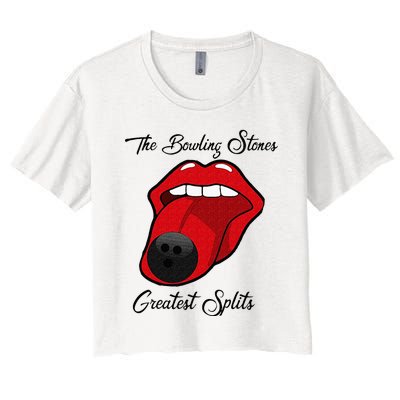 Funny Bowling The Bowling Stones Design Women's Crop Top Tee