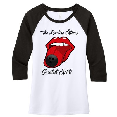 Funny Bowling The Bowling Stones Design Women's Tri-Blend 3/4-Sleeve Raglan Shirt