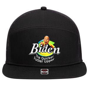 Funny Biden The Quicker Fer Upper Women Men 7 Panel Mesh Trucker Snapback Hat