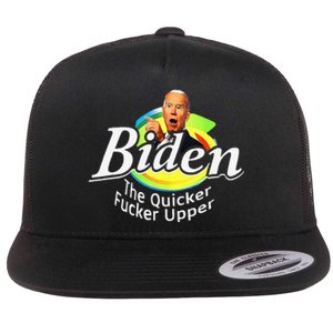 Funny Biden The Quicker Fer Upper Women Men Flat Bill Trucker Hat